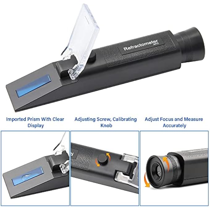 OUNA REFRACTOMETER, CAR ANTIFREEZE REFRACTOMETER MULTIFUNCTIONAL AUTO COOLANT TESTER UREA PROPYLENE GLYCOL GLYCOL DETERGENT BATTERY LIQUIDS TEST DEVICE - Image 5